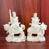 Manjushri y Samantabhadra Bodhisattva Tallados en Marfil 15*10*6cm Escritorio de Oficina Sala de Estar Decoración Artesanías Adornos