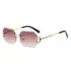 Gafas de sol sin montura de borde cortado estilo Ins para mujer, poligonales, de moda, para celebridades de internet, de tendencia, para fotografía callejera