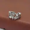 Anel de Zircônia em Prata de Lei S925 Feminino Retrô Prata Tailandesa Estrela Tendência Japonesa e Coreana Presente para Estudantes Joias Tendência Coreana