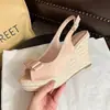 Zapatos de Playa de Cuña con Plataforma Impermeables de Boca de Pez Suela Gruesa de Tacón Alto Sandalias Tejidas con Cuerda de Cáñamo y Lazo para Uso en Exteriores 2026 Primavera