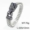 Pulsera de acero de titanio para hombre con personalidad vikinga nórdica transfronteriza, estilo punk vintage, con cabeza de lobo y cabeza de serpiente, cadena positiva e inversa