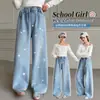 Pantalones para Niñas Primavera y Verano 2026 Estilo Nuevo Pantalones Anchos Rectos para Niñas Mayores y Estudiantes de Secundaria Jeans de Moda