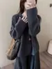 Nuevo Suéter de Punto de Color Sólido de Manga Larga con Cuello Redondo de Ajuste Holgado Adelgazante Versátil Estilo Perezoso para Mujer Top de Moda