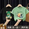 Camiseta de Verano de Algodón Puro Estilo Coreano de Moda para Niños de Manga Corta, Estampado de Bebé Niño, Nuevo Modelo 2026 Ropa de Verano para Niños