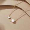 Collar Otoño e Invierno Todo 925 Plata Esterlina Moissanita Perla Natural de Agua Dulce Colgante Simple Versátil Cadena Clavicular para Mujer