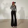 Pantalones Acampanados de Cintura Baja Estilo Americano Picante para Mujer, Corte Ajustado, Caída Suelta, Largo Hasta el Suelo, Jeans Versátiles para Mujer en Otoño
