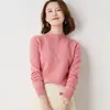 Suéter de cashmere oversized com gola alta meia para mulheres, novo estilo outono/inverno, malha de lã de caimento solto para base