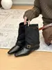 Botas femininas Melard marrons com salto interno, bico quadrado e design boot-cut, botas western cowboy emagrecedoras outono/inverno 2026