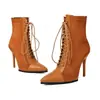 35-41 Botas de Cuero para Mujer de Otoño e Invierno, Botines de Punta Baja, Ligeros, Antideslizantes, Botas para Mujer de Talla Grande Transfronterizas, Botas Martin de Tacón Alto para Mujer