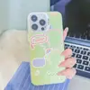 Aplicable a Samsung S24ultra Funda con Soporte de Flor de Rana 3D Linda Funda de Teléfono de Gelatina Color Crema a Prueba de Caídas A55