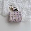 Nuevo de Moda Transfronterizo Moda Estilo Coreano Tweed Estilo Chanel Bolso Colgante Billetera para Monedas Bolsa para Auriculares Decoración