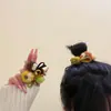 Ligas para el cabello de punto retro con diseño de flor de calabaza para otoño e invierno para mujer, con dulces diseños de moños, círculos para el cabello de hilo y accesorios para el cabello para coletas y chongos