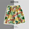 Pantalones de Playa Hawaianos para Hombre y Mujer de Secado Rápido Sueltos para Parejas de Cinco Puntos Tallas Grandes Pantalones de Flores de Moda de Longitud Media Pantalones Cortos Juveniles