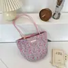 58157 Bolsa de Ombro Pequena Floral Ins Bolsa Saco Feminina Bolsa Tote Bolsa de Mão para Trabalho Bolsa de Lona Portátil para Coisas Diversas