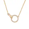 Anillo de Palma Shijia y Collar de Mano de Niño Chapado en Oro Rosa Moda Versátil Collar de Mano Sosteniendo Cadena para Clavícula