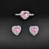Amor Transfronterizo Circonita Sintética Juego de Dos Piezas Anillo y Pendientes Dulces y Frescos e6044-r1707