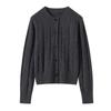 Chaqueta Cardigan de Lana 100% con Botones Grandes de Flor 2025 Nuevo Color Puro Suave Cerosa Holgada Suéter Cardigan Ropa Exterior para Mujer