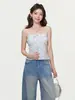 Camisola Branca Floral Estilo Coreano para Mulheres, Primavera/Verão 2026, Lindo Design nas Costas, Estilo Doce e Picante, Caimento Ajustado, Peça de Roupa Externa sem Mangas