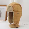 Sombrero Lei Feng Retro de Invierno de Moda para Hombres y Mujeres, Sombrero Protector de Orejas para Andar en Bicicleta Eléctrica, Cálido Sombrero de Algodón de Piloto de Motocicleta para el Noreste