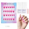 24 Peças de Unhas Postiças Usáveis para Adultos Produtos Acabados Transfronteiriços Patches de Manicure de Alta Qualidade Manicure Amêndoa Removível Atacado