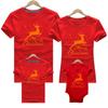 Camiseta de manga corta con cuello redondo para niños, suministro transfronterizo de ropa de algodón para niños con ciervo dorado navideño