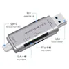 Lector de tarjetas USB 3.0 tipo C SD TF doble cabezal dos en uno para teléfono móvil lector de tarjetas multifunción computadora tableta