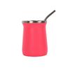 Copo Térmico Transfronteiriço de Aço Inoxidável Mini Copo Térmico Couro Patenteado Copo de Cerveja Camada Dupla a Vácuo Copo de Café com Colher Copo de Água