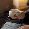Azul y Blanco Flintstone Rojo Caramelo Esmalte Mariposa Orquídea Pintada a Mano Cerámica Juego de Té Taza de Maestro Taza Redonda Taza de Té para el Hogar Taza Individual