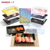 Sanze No.05 Caja Desechable para Sushi de Plástico Comercial de Alta Gama Estilo Japonés Impresa Sashimi Anti-vaho Cuadrada para Comida
