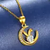 Venda Direta da Fábrica Colar de Ouro Genuíno Feminino Zodíaco Coelho Vendo Coelho da Lua Estilo K Pingente Versátil Elegante Corrente de Clavícula