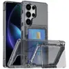 Aplicável em Fronteiras Capa Transparente para Celular Samsung S25Ultra S24 Capa Flip Porta-Cartão Galaxy S23 Carteira Capa Anti-Queda