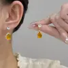 Crema Condensada Rocío de Jade ~ Pendientes Súper Brillantes de Gota de Agua Amarilla, Pendientes Elegantes de Lujo Ligero para Cena Formal Cumpleaños