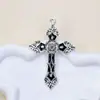 Colar Pingente Cruz Gótica Vermelho Sangue Dedicado Transfronteiriço da Amazon DIY Acessórios de Joias Estilo Punk Escuro