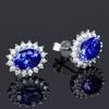 Pendientes de Girasol Caibao Incrustados de Diamantes de Moda y Lujo Completamente Diamantados Rubí Sintético Azul Verde Pendientes de Princesa