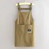 Delantal Largo Impermeable y Resistente al Aceite de Taslán Estilo Coreano Cubreol de Cocinero de Catering Cocina Casera Se Puede Personalizar con Impresión de Logo