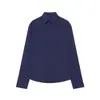 Nueva camisa retro americana con cremallera 2026, top casual holgado de manga larga para mujer, prenda exterior azul estilo ropa de trabajo para otoño