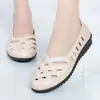 Nuevas Sandalias de Verano Zapatos de Cuero con Suela Suave Antideslizantes para Personas de Mediana Edad y Mayores Zapatos con Agujeros Tacón Plano para Mujer Antideslizantes Calados Transpirables Zapatos para Madres