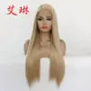 Comércio exterior exportações para Europa e Estados Unidos peruca de fibra química front lace meio costurado à mão touca popular mista dourada cabelo longo liso parcial