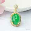 Colgante de Calcedonia Verde Natural Guan Yu Collar de Ágata Joyería de Estilo Vintage Venta al por Mayor en Vivo Dropshipping S4111902L