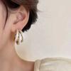Brincos Multicamadas Banhados a Ouro Real Agulha de Prata Óleo Novos Criativos Personalizados em Forma de C Brincos Estilo Nicho Acessível de Luxo para Mulheres