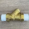 Malla de filtro amarillo de 4 puntos para automoción, DN15, para tuberías de calefacción, accesorios de válvula en Y para aire acondicionado, roscas exteriores, no requiere desmontaje y se puede enjuagar
