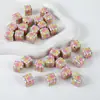 12mm Cor Pintada Impressa Pão de Hambúrguer Urso de Sorvete Quadrado DIY Caneta Feita à Mão Corrente de Celular Acessórios de Joia