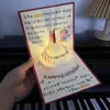Tarjeta de felicitación de cumpleaños tridimensional creativa DIY de alto nivel tallado en papel hecho a mano regalo bendición música fuegos artificiales luminosos tarjeta