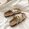 Sandalias de Tira de Dedo Planas de Estilo Coreano para Verano 2026, Sandalias de Tira de Dedo de Cuero Suave de Nicho Estilo Birkenstock para Mujer, de Moda