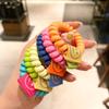 Color fluorescente estilo coreano línea telefónica Anillo para el pelo etiqueta de tela cara sonriente color de contraste cuerda de cabeza colorida banda de cuero para el pelo de niña linda