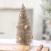 Árbol de Navidad Mini Dorado con Purpurina 15/20cm con Bolas Doradas y Base de Madera Adorno de Decoración Navideña Modelo Nuevo Transfronterizo