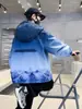 Chaqueta con capucha degradada para niños, estilo nuevo de primavera y otoño, chaqueta moderna con estampado de montaña para niños mayores, cortavientos casual