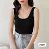 Camisola de Encaje Tejido de Verano con Forma de I para Mujer Ropa Exterior Ajustada Ropa Interior Ajustada Top Básico sin Mangas para Máquina