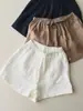 Alta calidad, un imprescindible para todos. Refrescante y transpirable para primavera y verano. Pantalones cortos de lino a la moda, sencillos, versátiles, adelgazantes, con cintura elástica para mujer