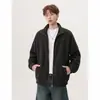 Outono/Inverno 2026 Novo Jaqueta de Lã Australiana com Textura para Homem Jaqueta com Gola Alta Marca Tendência Cardigan Hoodie Solto Fashionável Tendência